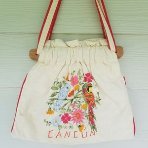 Vintage Purse,Knitting,Yarn Bag Hand Stiched Birds